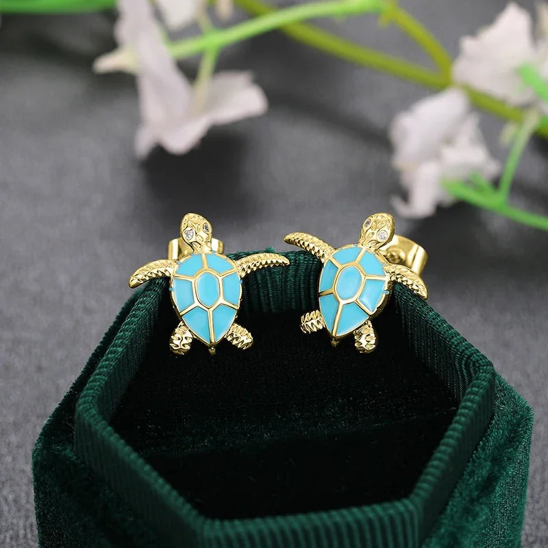 Cute Funny Stud Earrings Lovely Sea Turtle Design Piercing Party Jewelry for Women Daily Wear Sweet Girls Ear Accessories - EUFASHIONBAGS