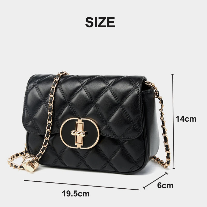 Genuine Leather Women's Chain Bags High Quality Cowhide Luxury Designer Shoulder Bag Fashion Female Crossbody Bag