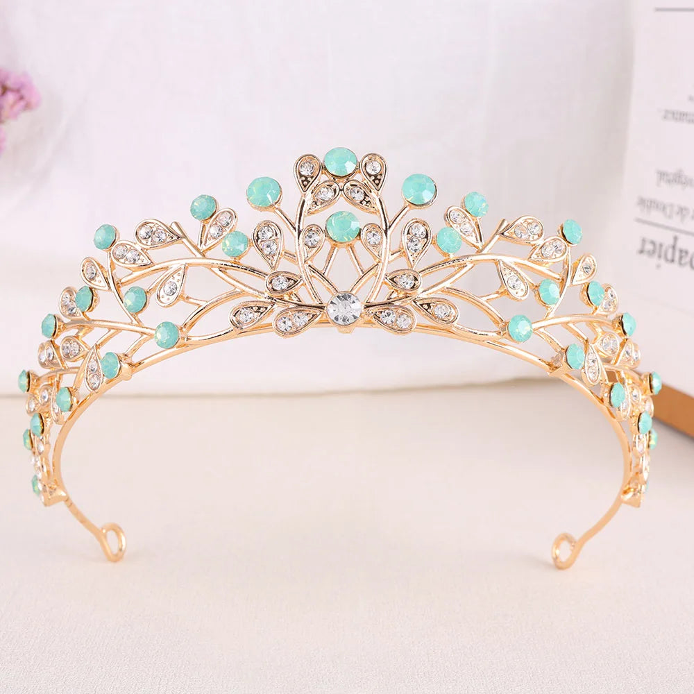 Classic Baroque AB Color Crystal Crown for Women Elegant Delicate Alloy Tiara Hair Band Banquet Party Princess Headdress Jewelry - EUFASHIONBAGS