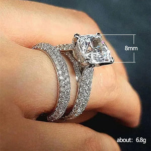 Luxury Cushion Wedding Ring Set for Women Valentine's Day gift n06