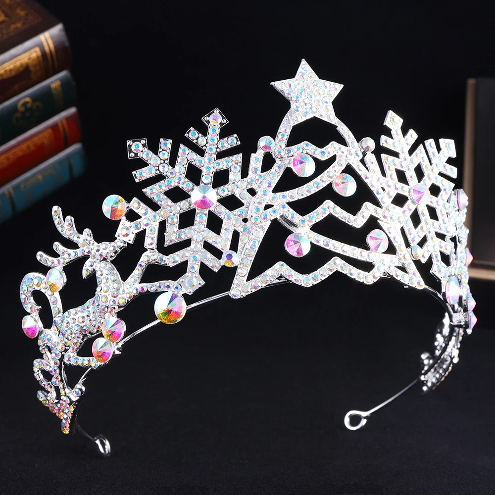 Baroque Vintage Star Crystal Crowns for Women Girl Tiaras Rhinestone Diadem Headband Halloween Carnival Party Hair Dress Jewelry - EUFASHIONBAGS