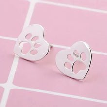 画像をギャラリービューアに読み込む, Cute Pet Footprint Heart Stud Earrings for Women Love Design Chic Girls Piercing Earrings Fancy Gift Animal Paw Jewelry