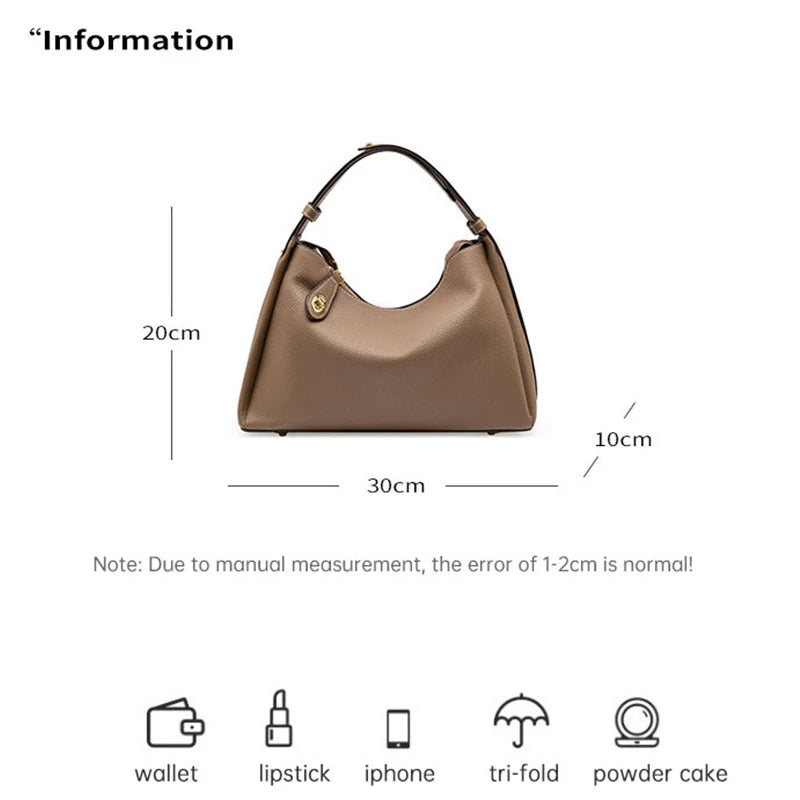 Genuine Leather Women's Shoulder Bag New Luxury Creative Design Zipper Lock Female Handbag Cowhide Fashion Crossbody Bags