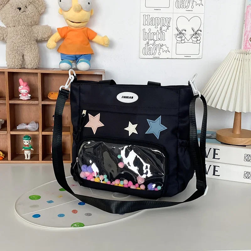 Women Shoulder Bags 2024 Students Large Capacity DIY Badge Ita Bags Casual Nylon Commute Crossbody Bolso Mujer - EUFASHIONBAGS