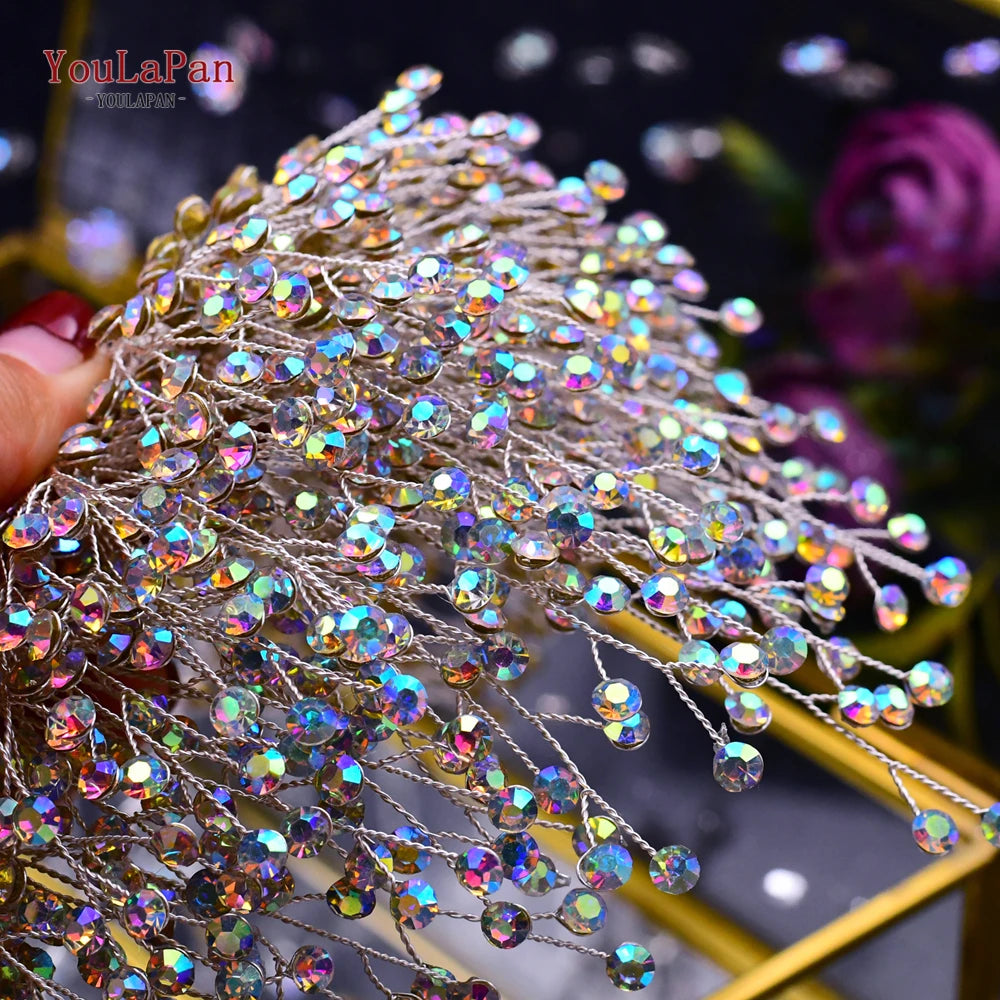 AB Colorful Rhinestone Princess Crown Luxury Crystal AB Bridal Crown Tiaras Fashion Women Hair Accessories HP193P-C