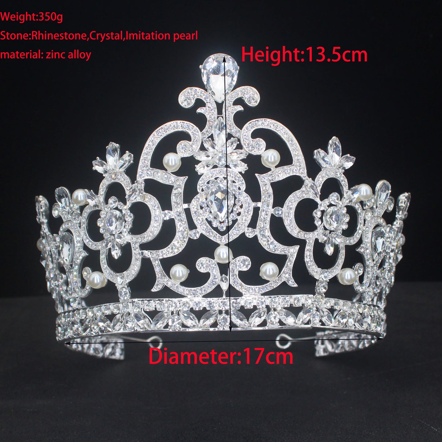 Large Crystal Queen King Tiara Crowns For Women/Men Pageant Prom Diadem Crystal Headpiece Bridal Hair Jewelry Accessories - EUFASHIONBAGS