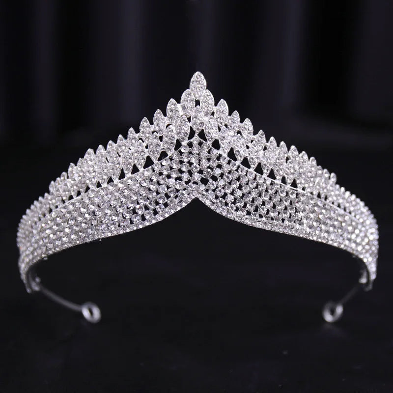 Diverse Silver Color Crystal Pearls Bridal Tiaras Crown Rhinestone Pageant Diadema Collares CZ Headband Wedding Hair Accessories - EUFASHIONBAGS