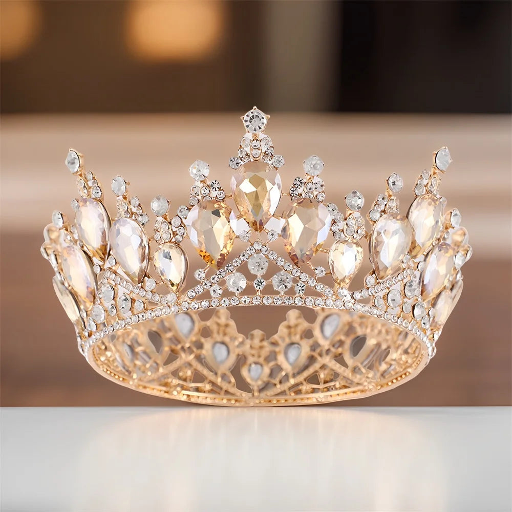 Luxury Crystal Baroque Tiaras and Crowns Women Girl Pageant Prom Diadem Wedding Bridal Headpiece Beauty Hair Jewelry Accessories - EUFASHIONBAGS