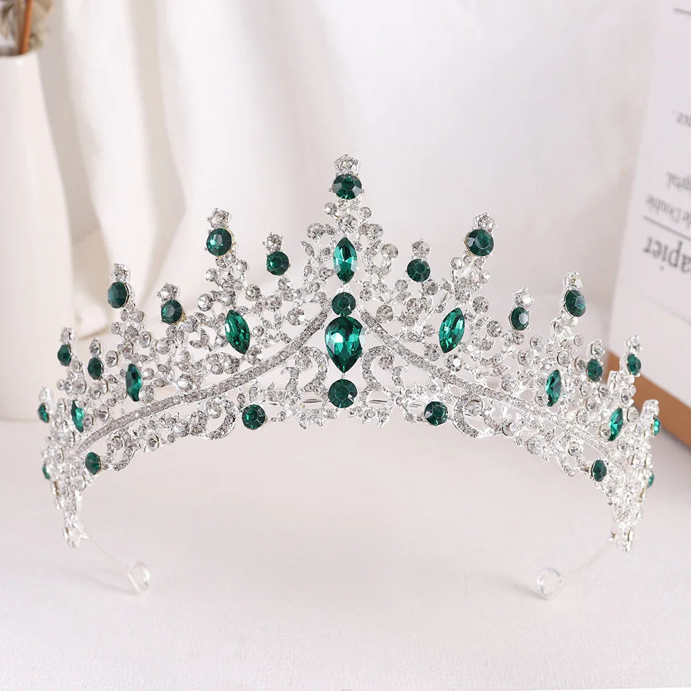 Baroque Princess Queen Opal Crystal Bridal Tiaras Crowns Luxury Elegant Headwear Diadem Wedding Hair Dress Jewelry Accessories - EUFASHIONBAGS