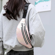 画像をギャラリービューアに読み込む, Holographic Fanny Packs Women Sliver Laser Waist Bags Geometric Chest Phone Pouch PU Leather Travel Bum Shoulder Bags
