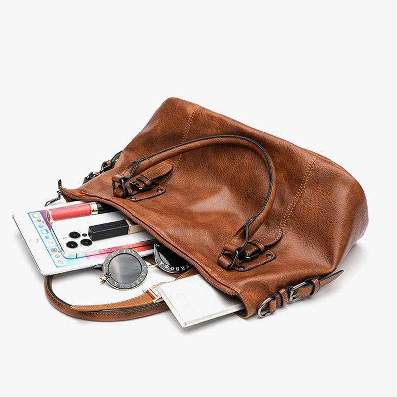 Retro Style Women's Shoulder Bag Large PU Leather Women Underarm Crossbody Bags European American Fashion Handbag