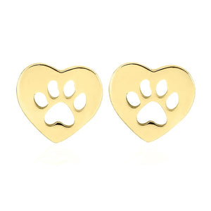 Cute Pet Footprint Heart Stud Earrings for Women Love Design Chic Girls Piercing Earrings Fancy Gift Animal Paw Jewelry