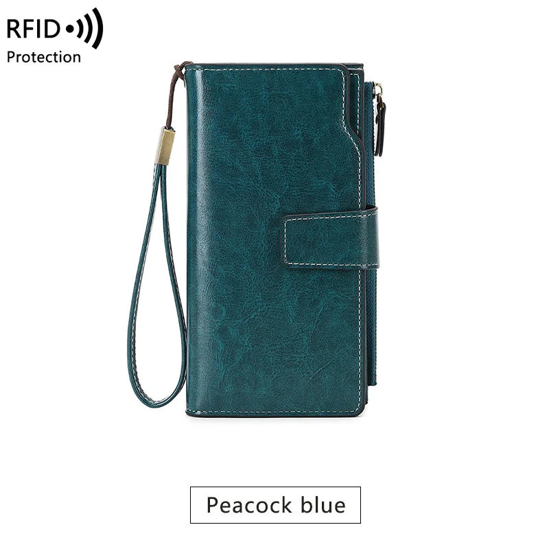 Women Long Wallet PU Leather Theftproof Swipe Protection Women's Handbags Luxury Design Card Holders Phone Coin Storage Wallets