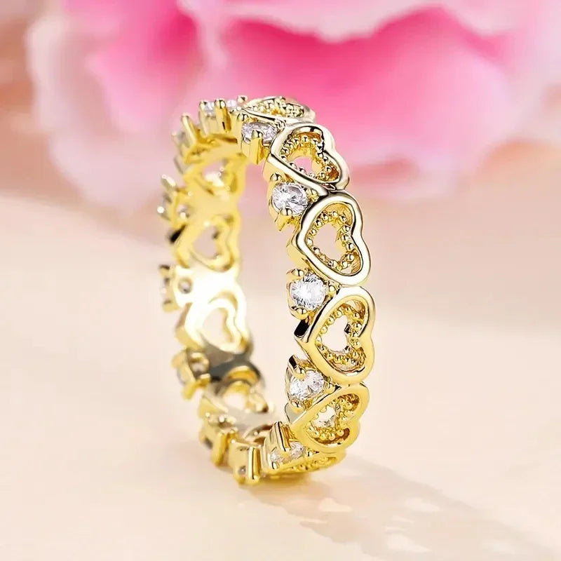 Romantic Heart Finger Rings for Lady Chic Exquisite Love Sweet Engagement Anniversary Jewelry Romantic Trendy Accessories - EUFASHIONBAGS