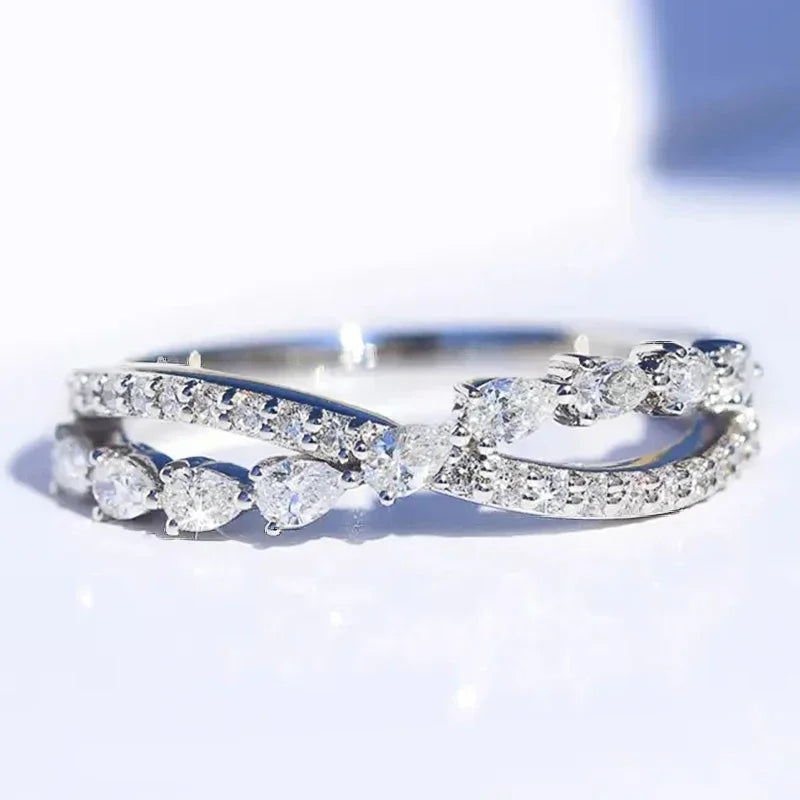 Cross Designed Rings for Women Exquisite Bling Bling Cubic Zirconia Finger Accessories  Wedding Bridal Jewelry