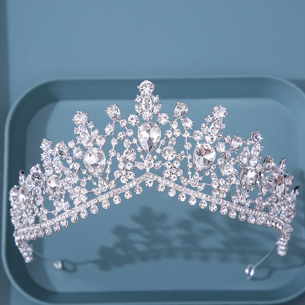 Diverse Silver Color Crystal Crowns Bridal Tiaras Fashion Queen Rhinestone Diadem CZ Headpiece Wedding Hair Jewelry Accessories - EUFASHIONBAGS