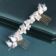 Cargar imagen en el visor de la galería, Elegant Gold Crystal Flower Hair Comb Vine Pin For Women Bride Wedding Bridal Hair Accessories Jewelry Headpiece Headband Tiara