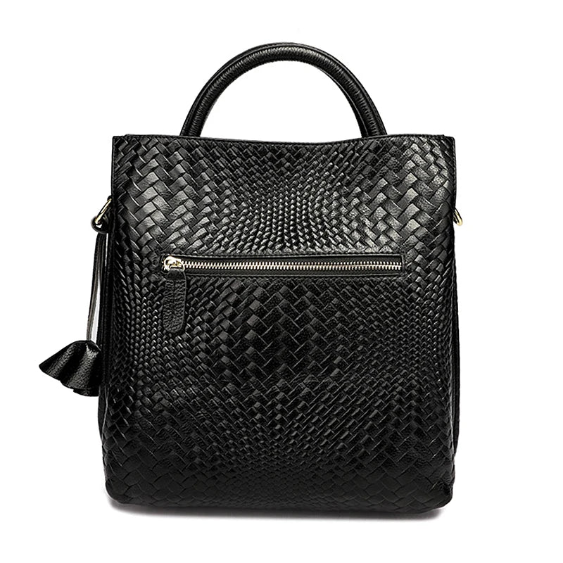 New women's handbag, large capacity woven texture bucket bag, multiple colors - EUFASHIONBAGS