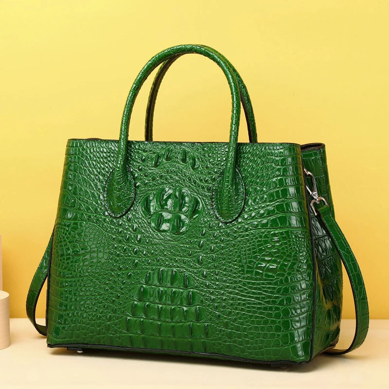 Luxury Handbag Real Cowhide Crocodile Fashion Handbag Women's Leather Women Bags Designer Handbags Quality Women's Tote - EUFASHIONBAGS