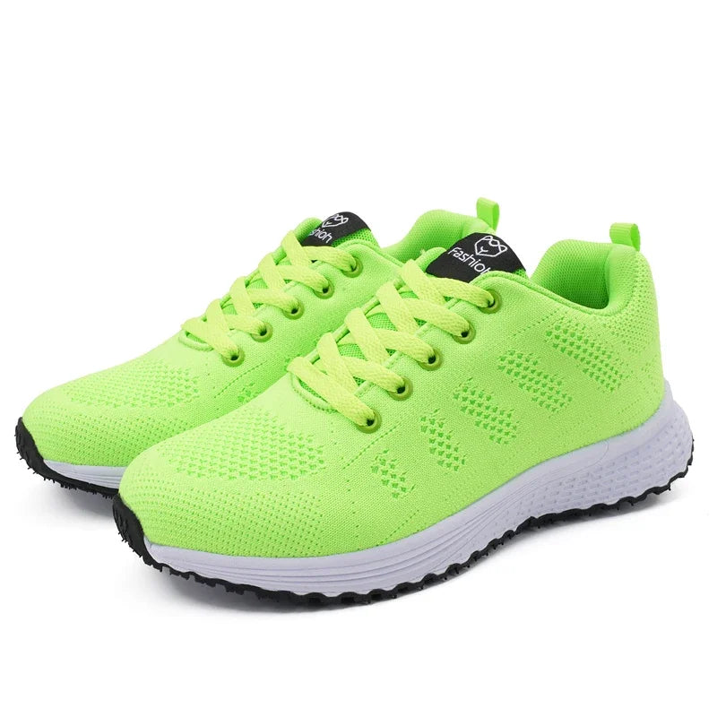 Women's Flat Shoes Solid Color Mesh Breathable Casual Shoes Spring and Summer Anti Slip Wear-resistant Tennis Women Sports Shoes - EUFASHIONBAGS