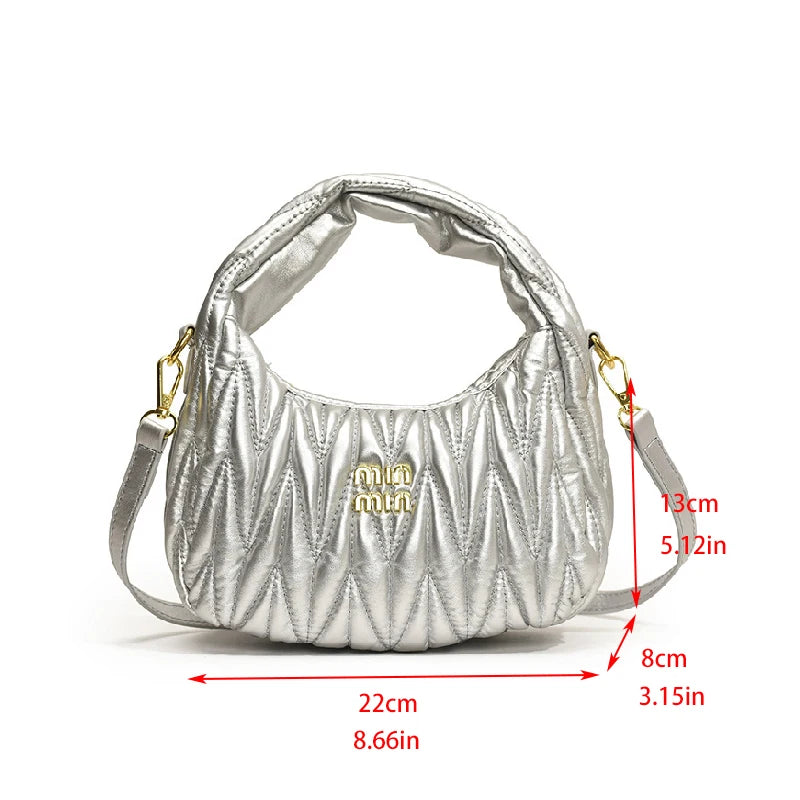 Pleated Cloud Lady Handbags High Quality PU Shopping Shoulder Bags for Women Removable Shoulder Strap Crossbody Bag Small Bags - EUFASHIONBAGS