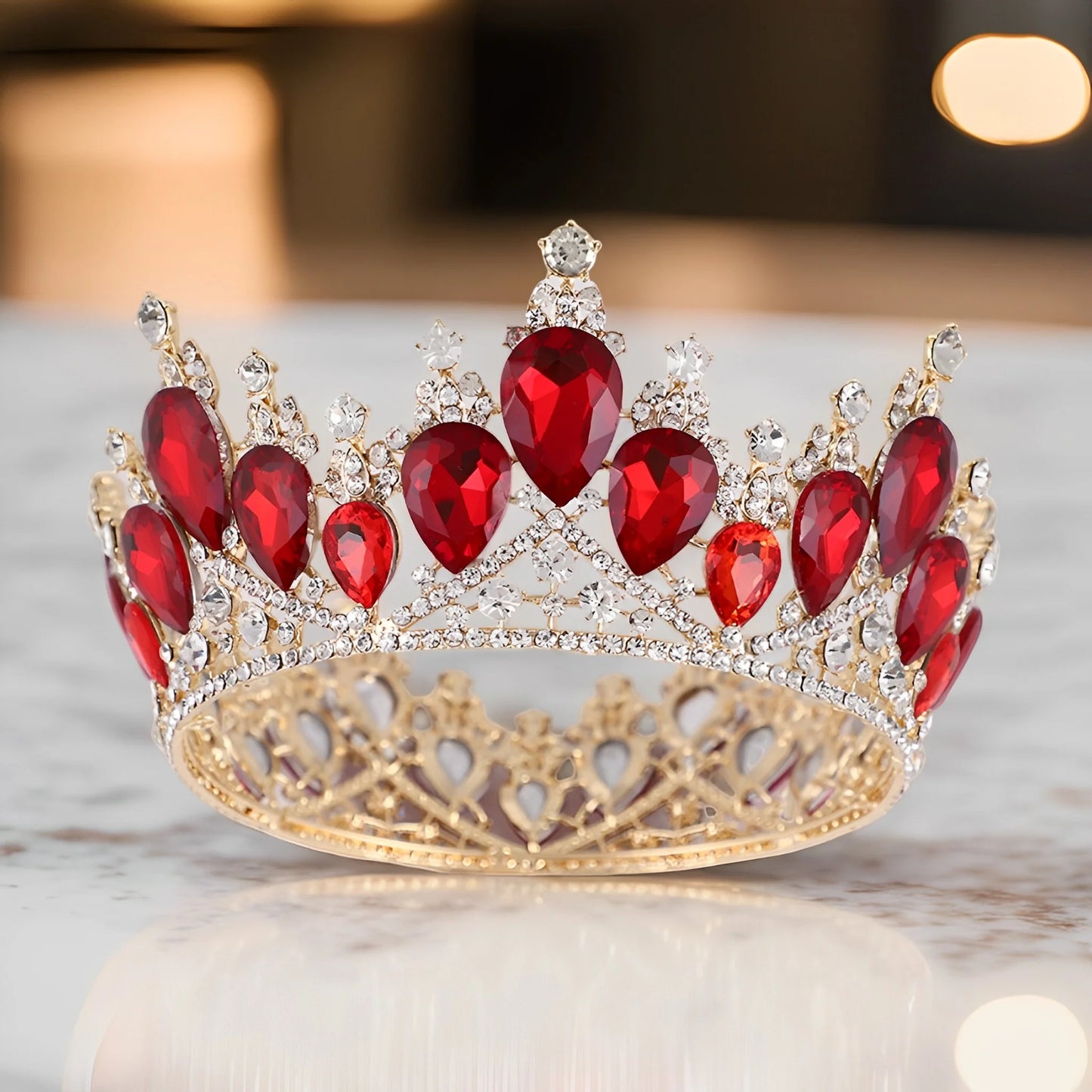 Luxury Crystal Baroque Tiaras and Crowns Women Girl Pageant Prom Diadem Wedding Bridal Headpiece Beauty Hair Jewelry Accessories - EUFASHIONBAGS