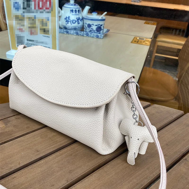 Genuine Leather Women's Crossbody Bags Fashion Elephant Deco Women Shoulder Bag Soft Cowhide Luxury Female Small Bag 2675