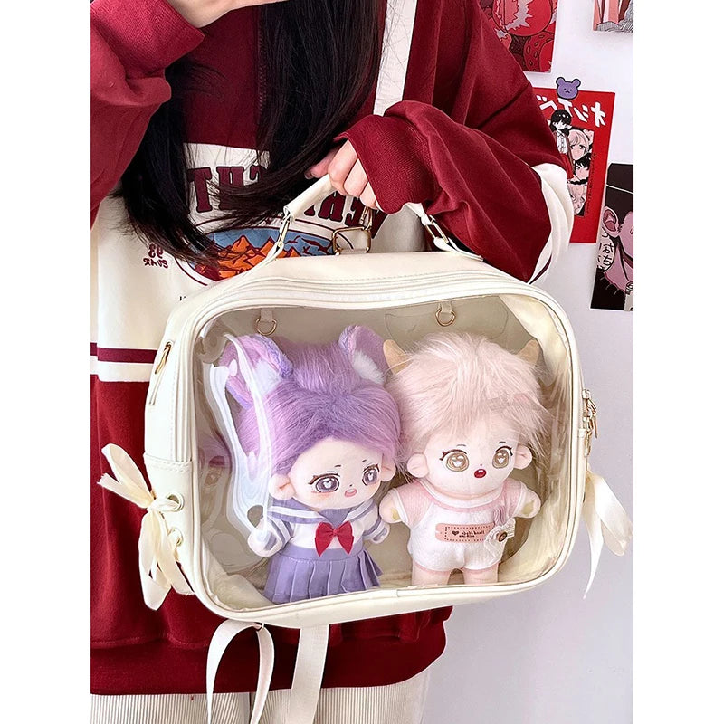 Lolita Women Ita Backpacks 2024 JK Uniform Ribbon Large Crossbody Shoulder Bags Transparent Doll Mochila Femenina - EUFASHIONBAGS