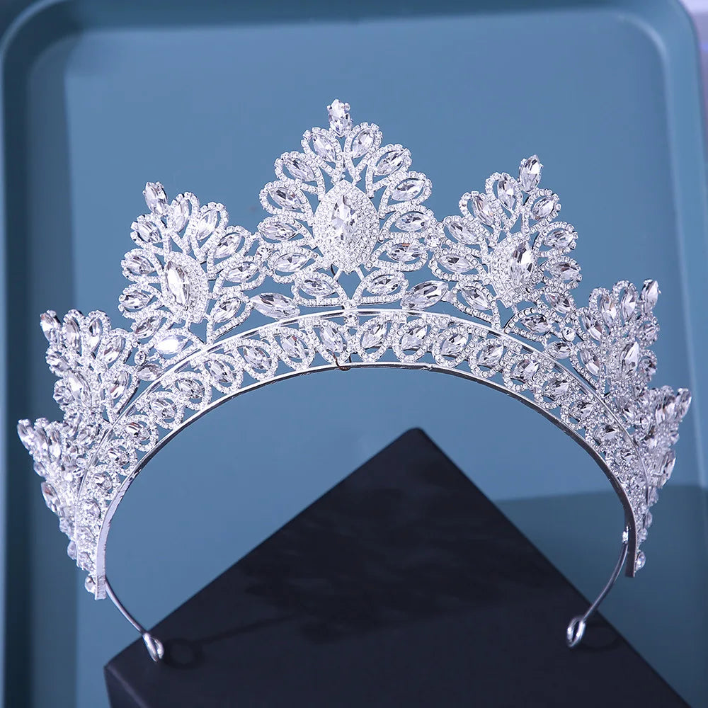 Silver Color Crystal Bridal Tiaras And Crowns Rhinestone Pageant Diadem CZ Headband Wedding Hair Accessories Jewelry Crown Tiara - EUFASHIONBAGS