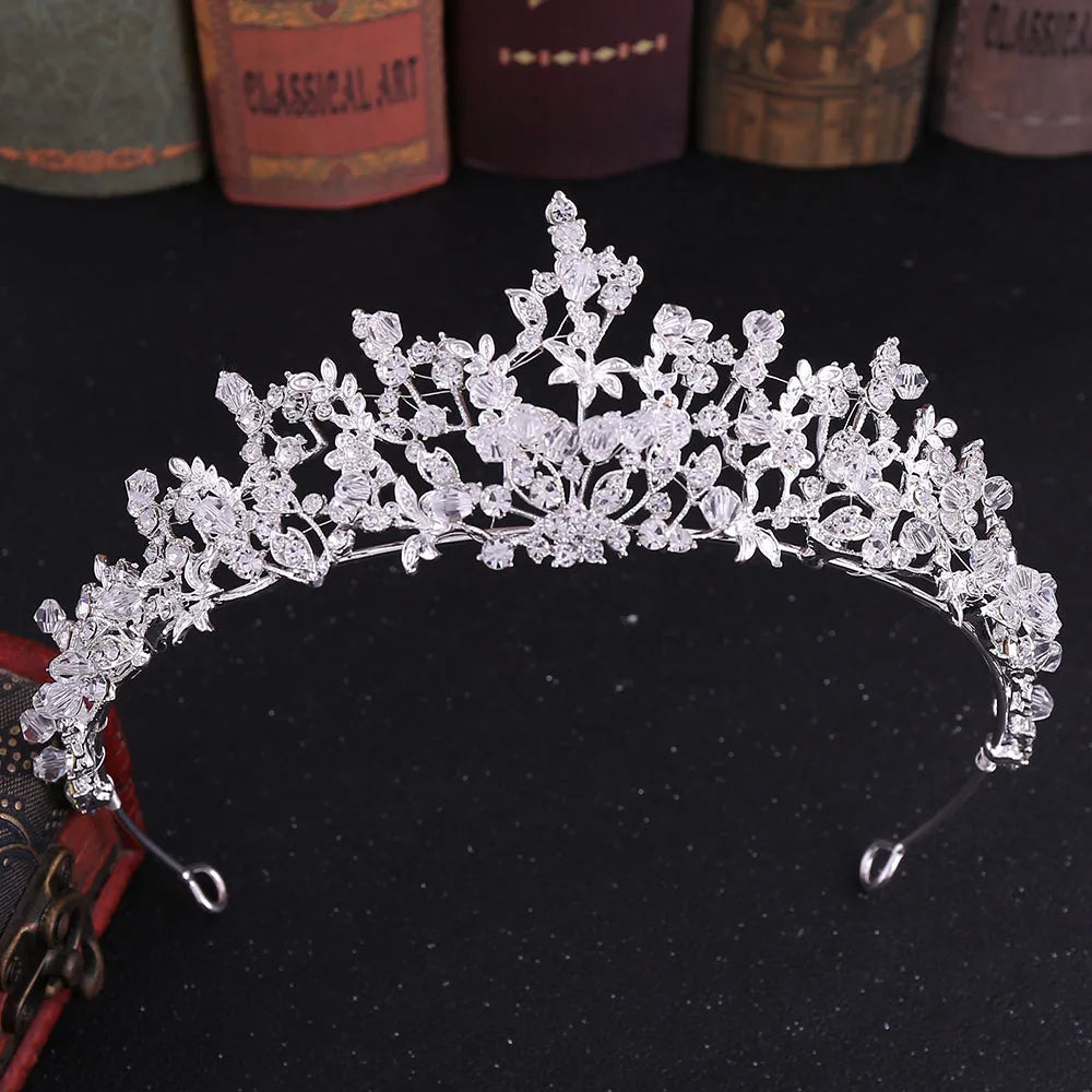 Diverse Silver Color Crystal Pearls Bridal Tiaras Crown Rhinestone Pageant Diadema Collares CZ Headband Wedding Hair Accessories - EUFASHIONBAGS