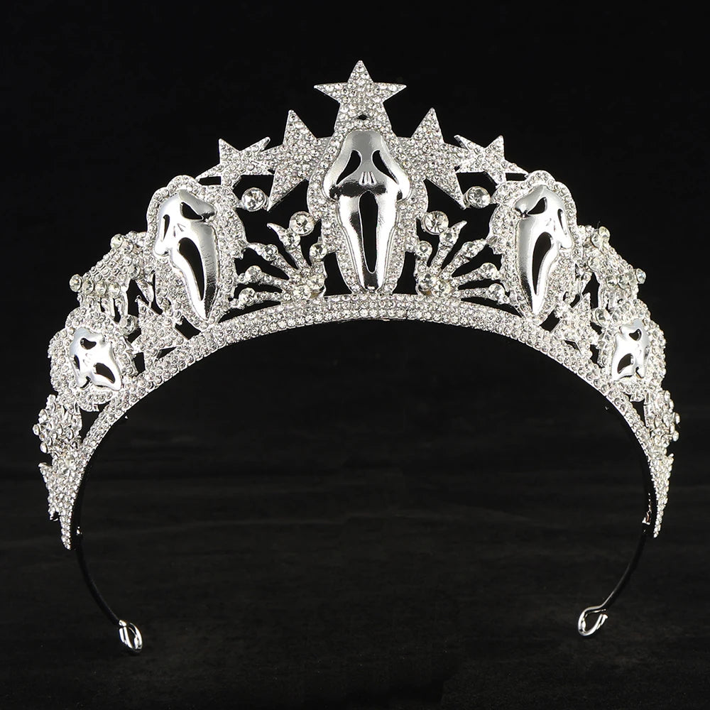 Baroque Sparkling Gun Black Red Crystal Star Bridal Tiaras Crown For Women Headbands Halloween Carnival Party Hair Dress Jewelry - EUFASHIONBAGS