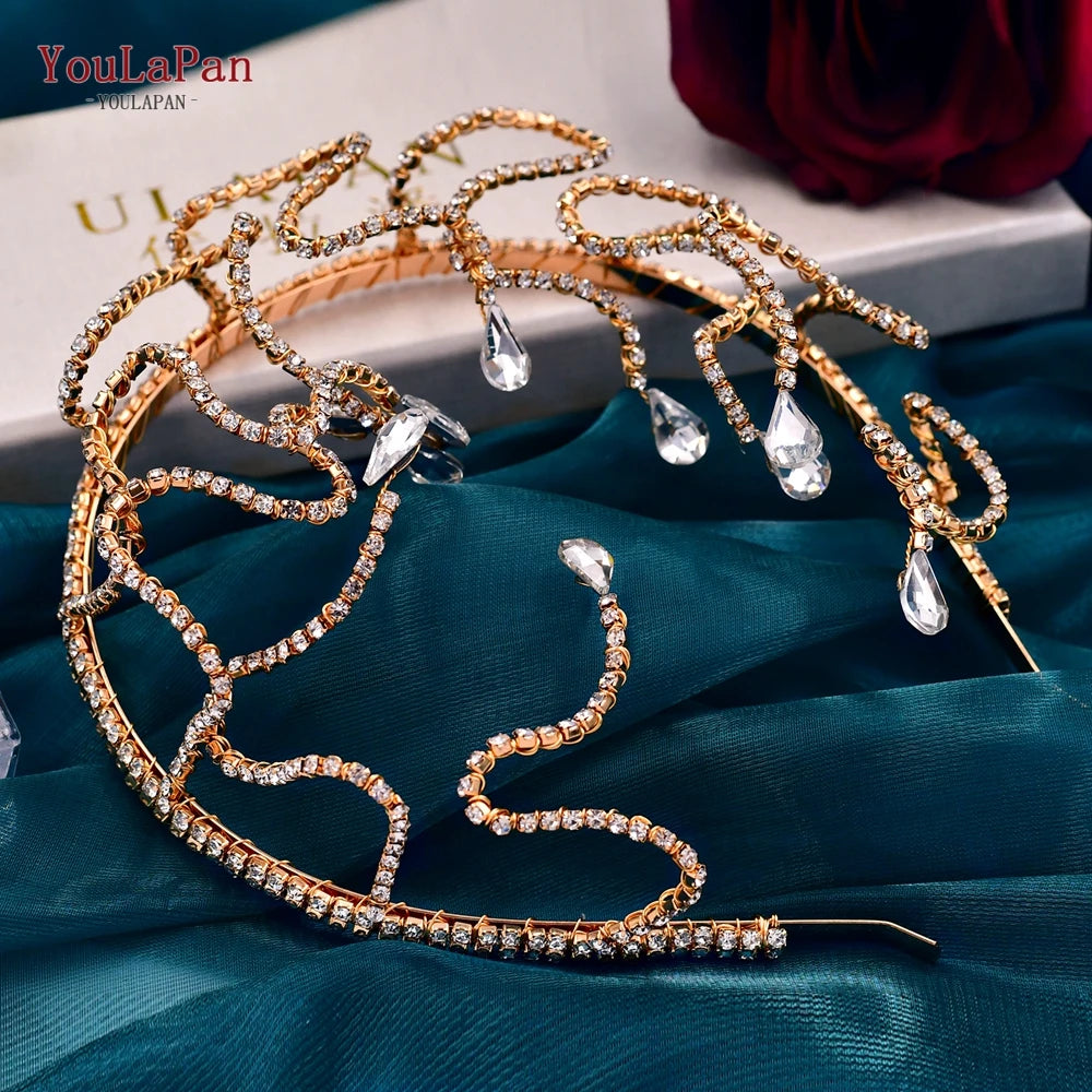 Fashion Woman Hairband Wedding Tiara Bridal Hair Ornaments Rhinestone Headband for Bride Banquet Party Headdress - EUFASHIONBAGS