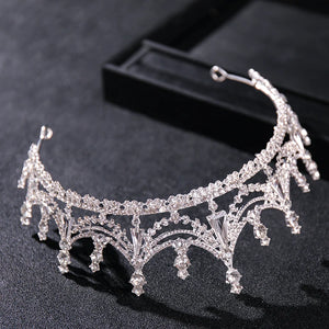 Silver Color Luxury Crystal Tiaras And Crowns Rhinestone Princess Prom Crown Tiara Diadem Headband For Women Bridal Hair Jewelry