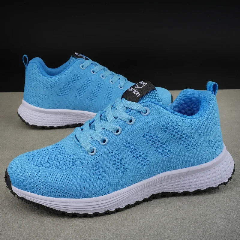 Women's Flat Shoes Solid Color Mesh Breathable Casual Shoes Spring and Summer Anti Slip Wear-resistant Tennis Women Sports Shoes - EUFASHIONBAGS