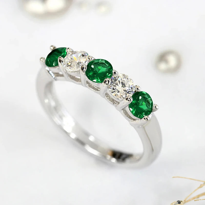 Fashion Contracted Women Wedding Rings with White/Green/Rose Red/Blue CZ Exquisite Female Finger-rings New Trendy Jewelry