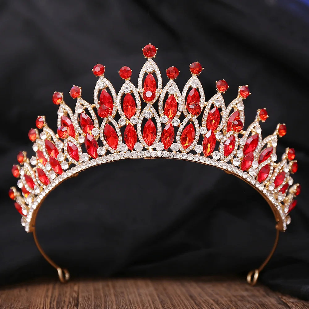 Baroque Luxury Royal Queen AB Color Crystal Wedding Crown Women Rhinestone Banquet Tiaras Party Costume Hair Jewelry Accessories - EUFASHIONBAGS