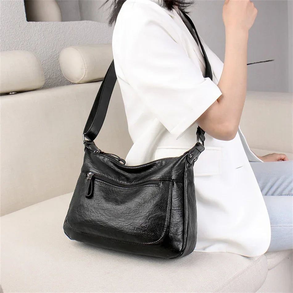 High Quality Leather Tote for Ladies Luxury Casual Women Designer Shoulder Crossbody Sac Female Worker Bolsas Handbags and Purse