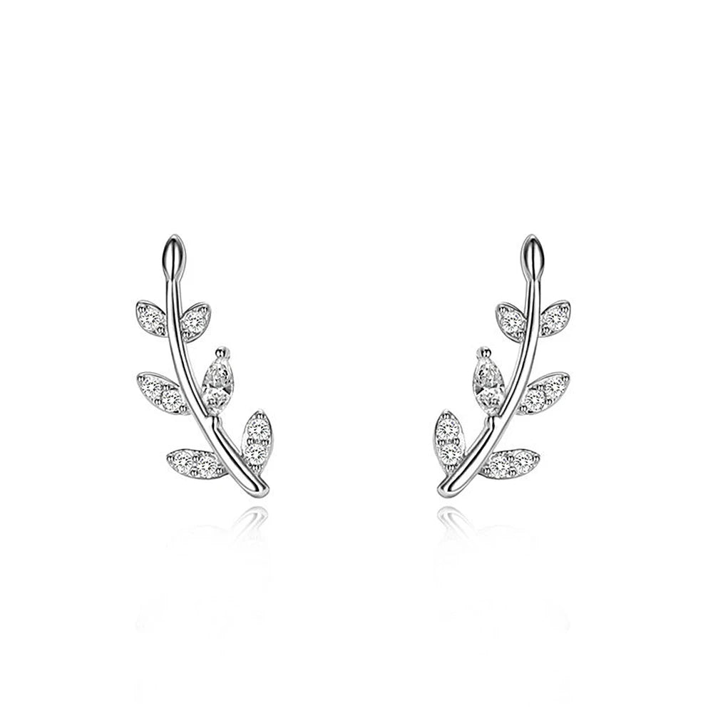 Fashion Fresh Olive Branch Leaf Earrings Stud Silver Color/Gold Color Exquisite Piercing Earrings for Women Chic Jewelry