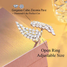 画像をギャラリービューアに読み込む, New Trendy Angel Wing Ring Bling Cubic Zirconia Open Cuff Adjustable Finger Ring b41