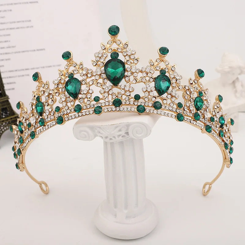 Trendy Crystal Rhinestone Tiaras Crown Wedding Hair Jewelry More Color Bridal Queen Princess Pageant Diadem Women Head Accessory - EUFASHIONBAGS