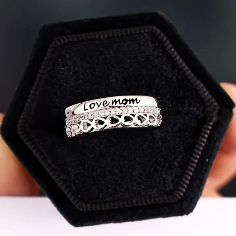 Love Rings for Mother Hearts Wedding Anniversary Gift Silver Color Fashion Luxury Women Rings Birthday Present Jewelry - EUFASHIONBAGS