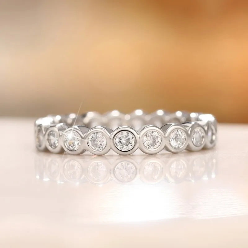 Silver Color Women Thin Rings with Round CZ Stone Simple Exquisite Girl Finger-rings Daily Wear Fashion Versatile Jewelry