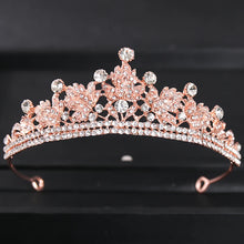 Load image into Gallery viewer, Rose Gold Color Crystal Tiaras And Crowns Rhinestone Prom Princess Diadem Wedding Bridal Hair Accessories Jewelry Crown Tiara