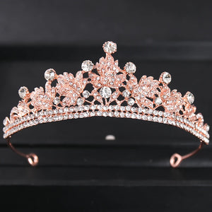 Rose Gold Color Crystal Tiaras And Crowns Rhinestone Prom Princess Diadem Wedding Bridal Hair Accessories Jewelry Crown Tiara