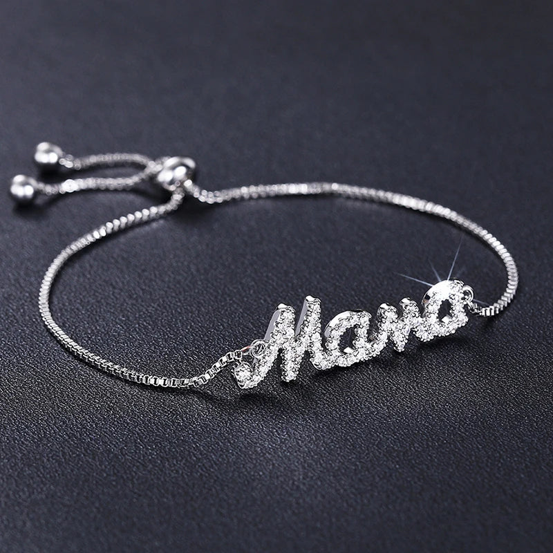 Letter Mama Bracelet for Women New Exquisite Mother's Day Gift Brilliant Cubic Zirconia Simple and Luxury Hand Jewelry - EUFASHIONBAGS