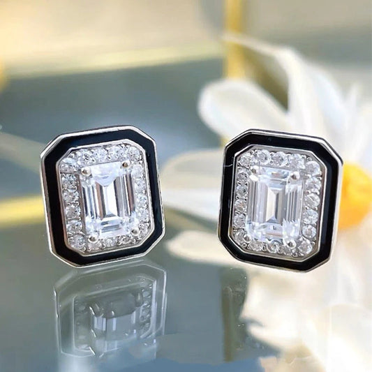 Fashion Female Daily Stud Earrings Geometric Zirconia Crystal Stone Jewelry for Women Modern Style Accessories