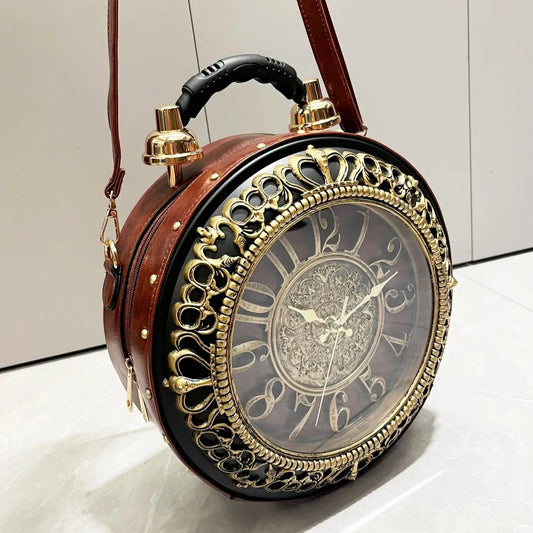 Luxury Designer Purses and Handbags Shoulder Bags funny clock-shaped bag funny Women's round bag pu leather Woman's bag - EUFASHIONBAGS