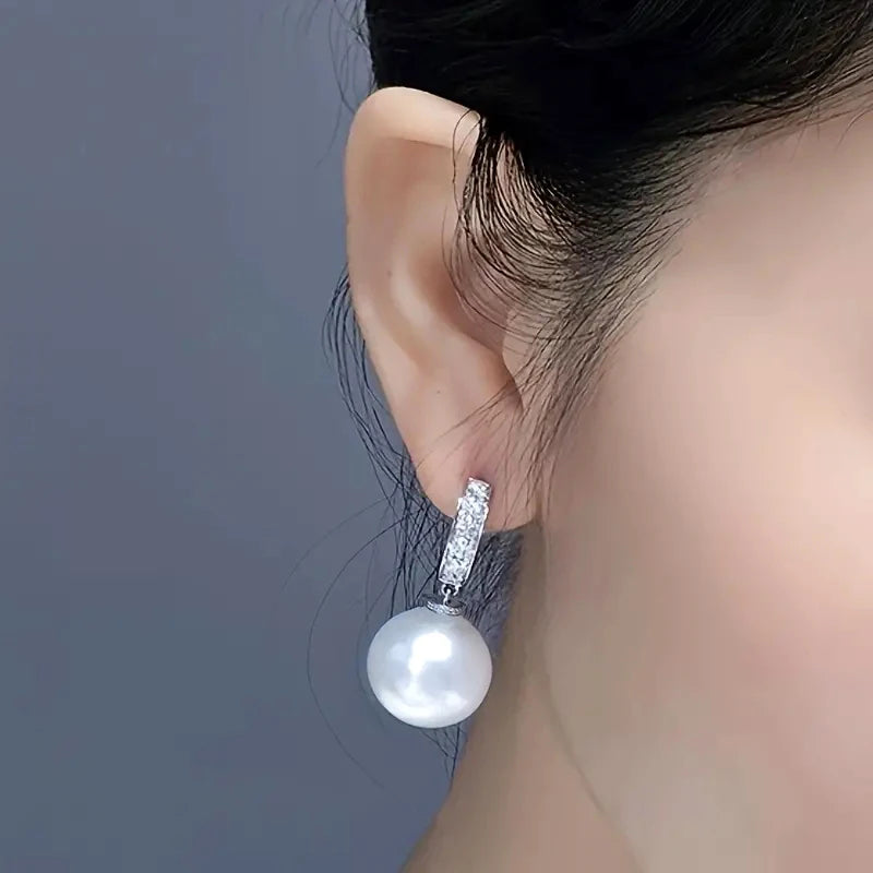 Round Imitation Pearl Dangle Earrings Women for Wedding Daily Wear Exquisite Drop Earrings Jewelry