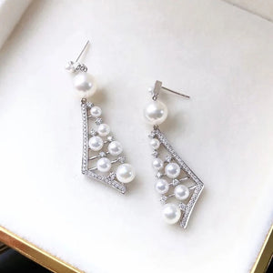 Geometric Simulated Pearl Earrings for Women Modern Fashion Exquisite Female Accessories Wedding Party Statement Jewelry