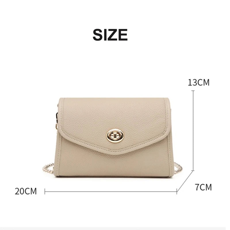 Women's Cowhide Shoulder Bag Fashion High Quality Genuine Leather Girl's Messenger Bags Female Square Handbags